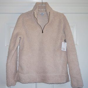 Sonoma Women's Zip Sherpa Pullover Sweatshirt Tan